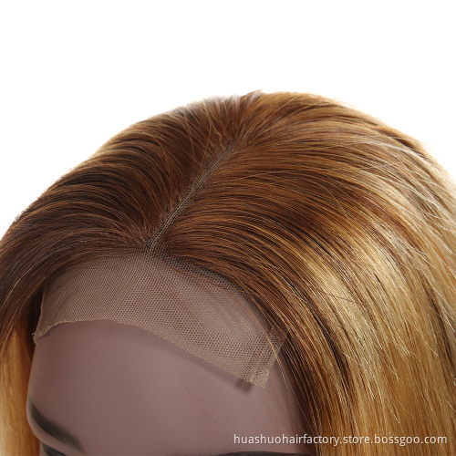 Large in Stock 4 27 Blonde Ombre Pre Plucked Brazilian Bob Lace Front Wig with Baby Hair